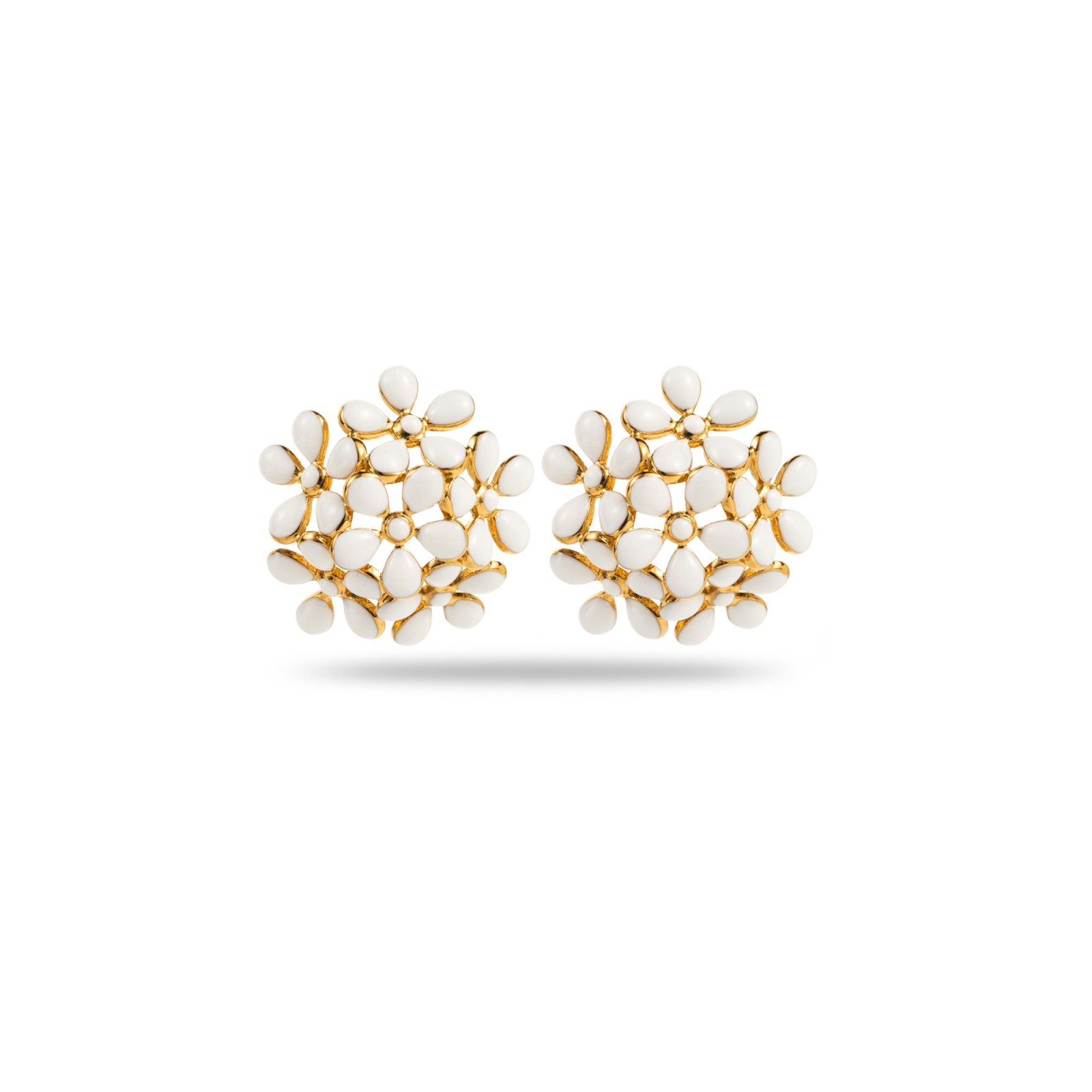 Colored Flower Bouquet Studs Earrings Color:White