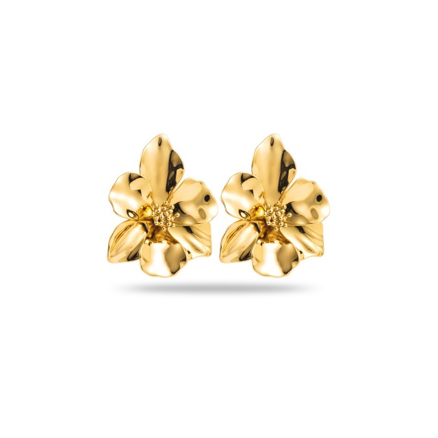 Flower Earrings with Petals and Pollen Heart Color:Gold