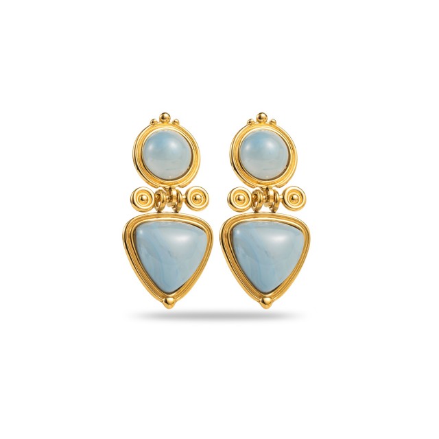 Royal Earrings with Double Studs Color:Blue