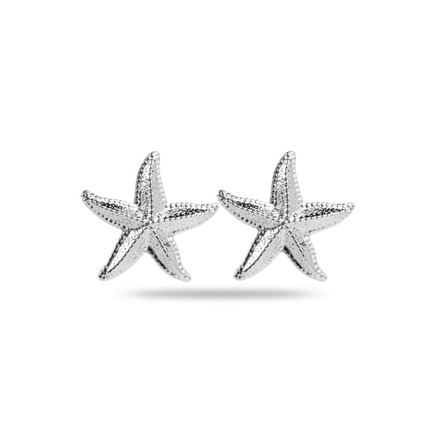 Starfish Earrings with Details Color:Silver