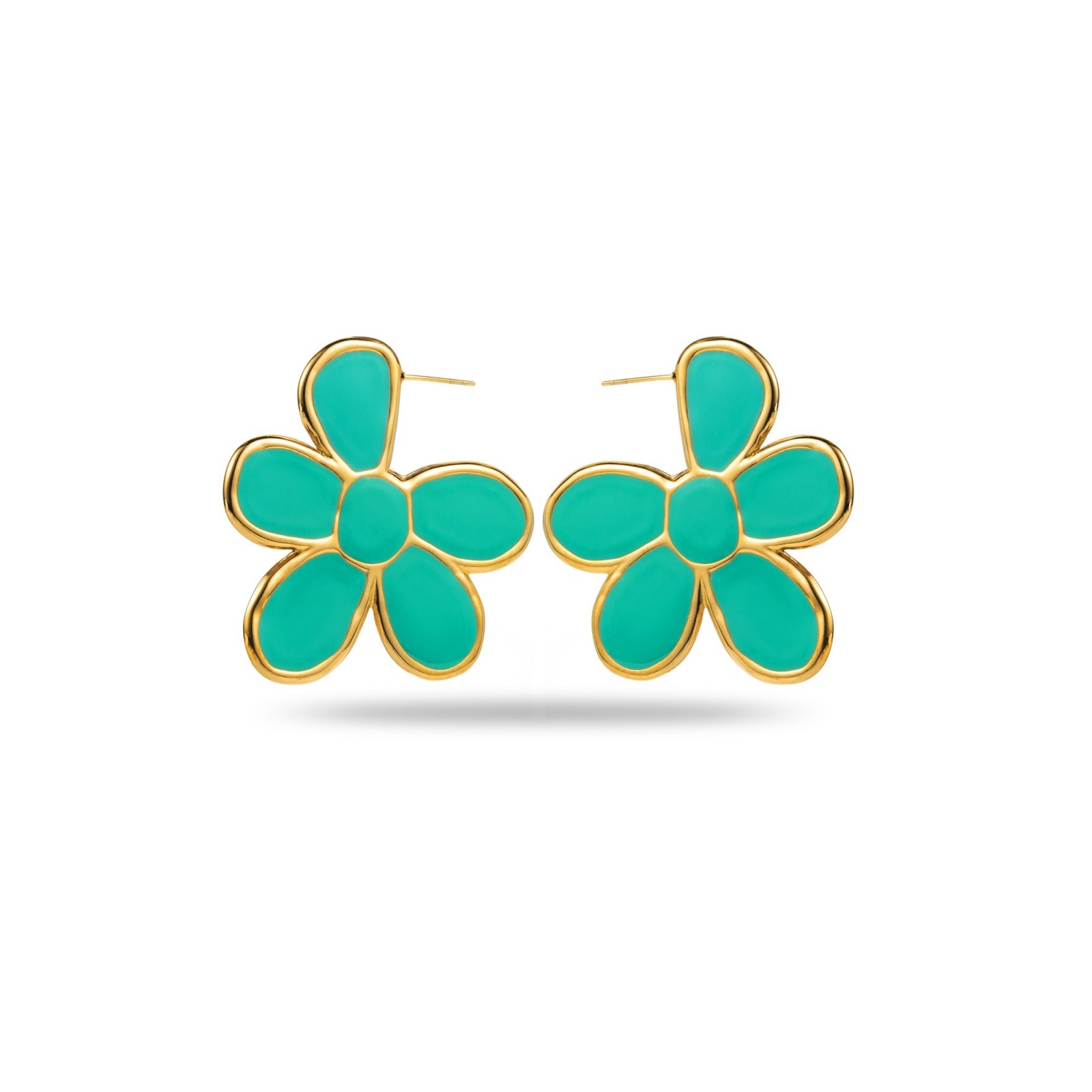Colored Playful Flower Earrings Color:Turquoise Blue