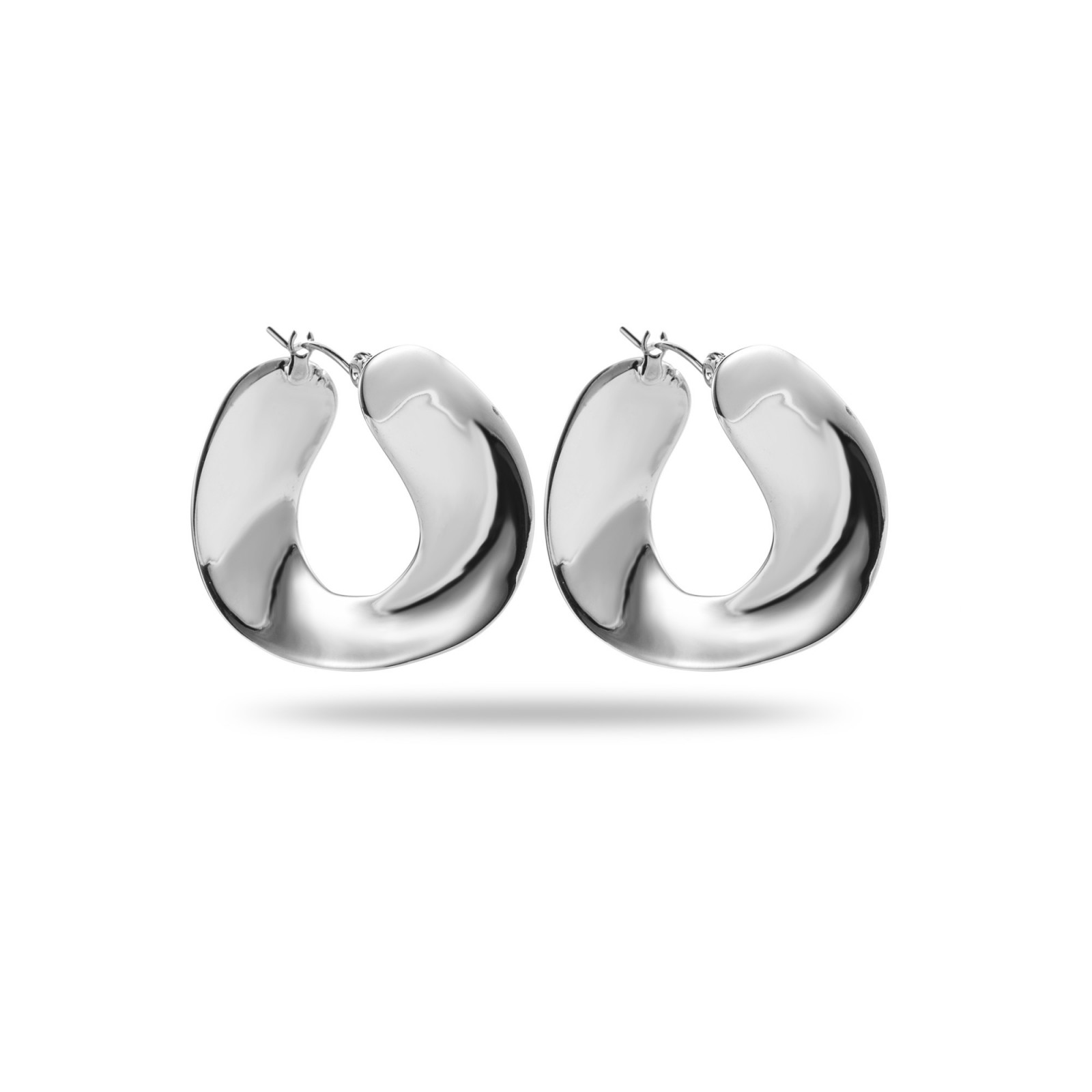 Large Mirror Hoop Earrings Color:Silver