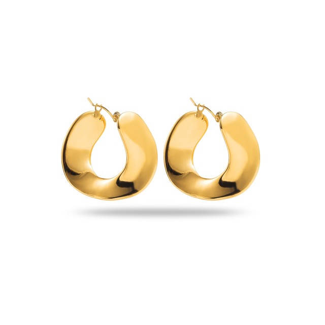 Large Mirror Hoop Earrings Color:Gold