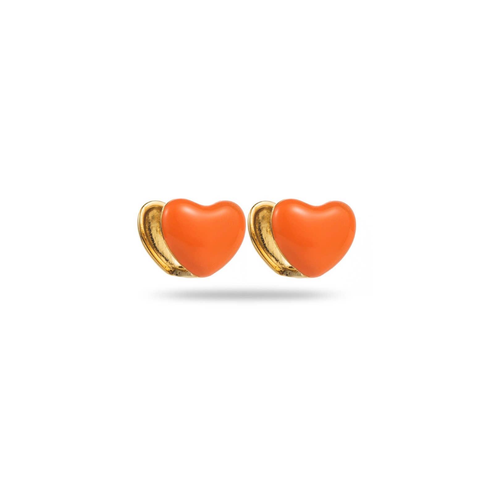 Boucles d'Oreilles Puces Mini Coeur de Couleur Couleur:Orange