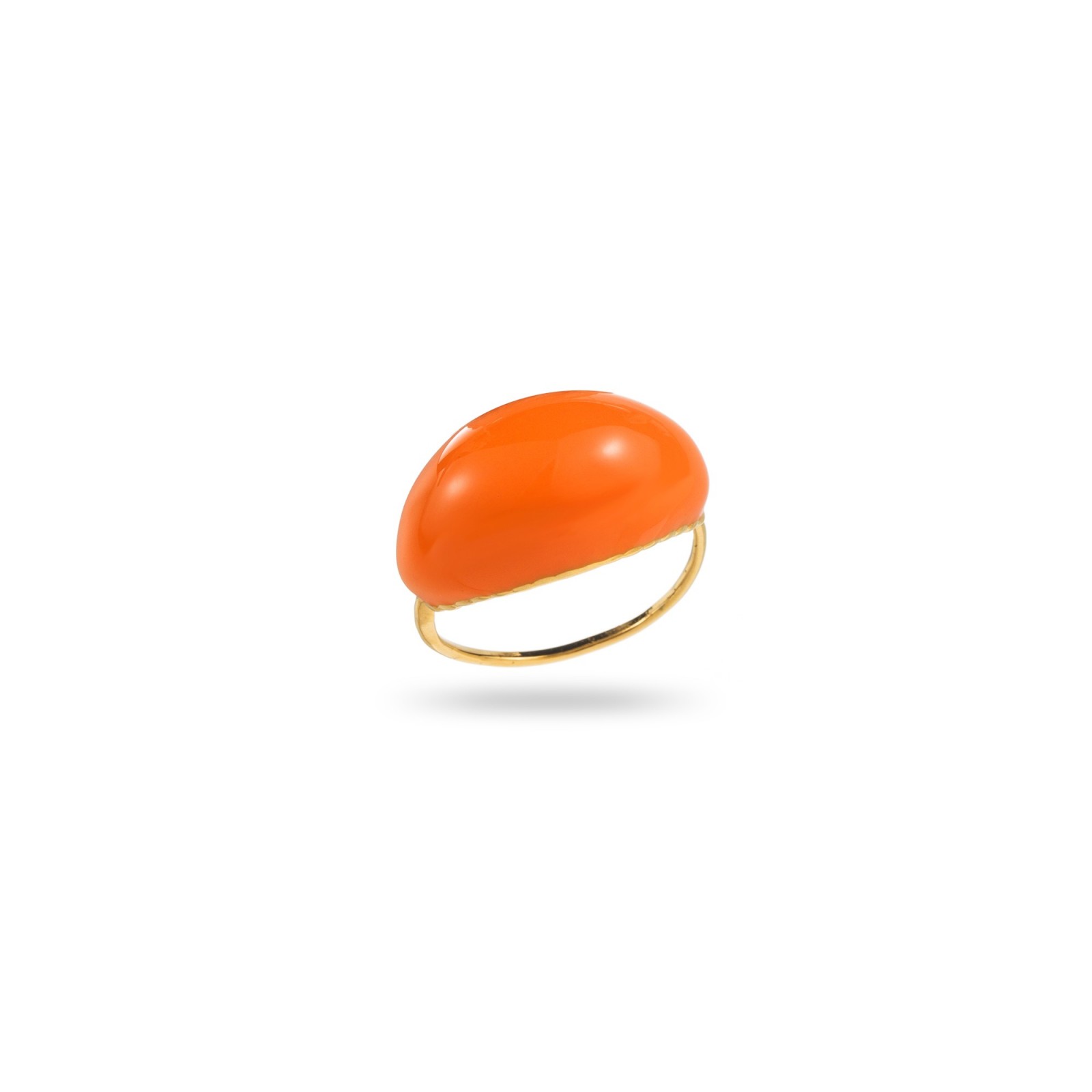 Bague Large Ovale Coloré à Bord "Dentelé" Couleur:Orange