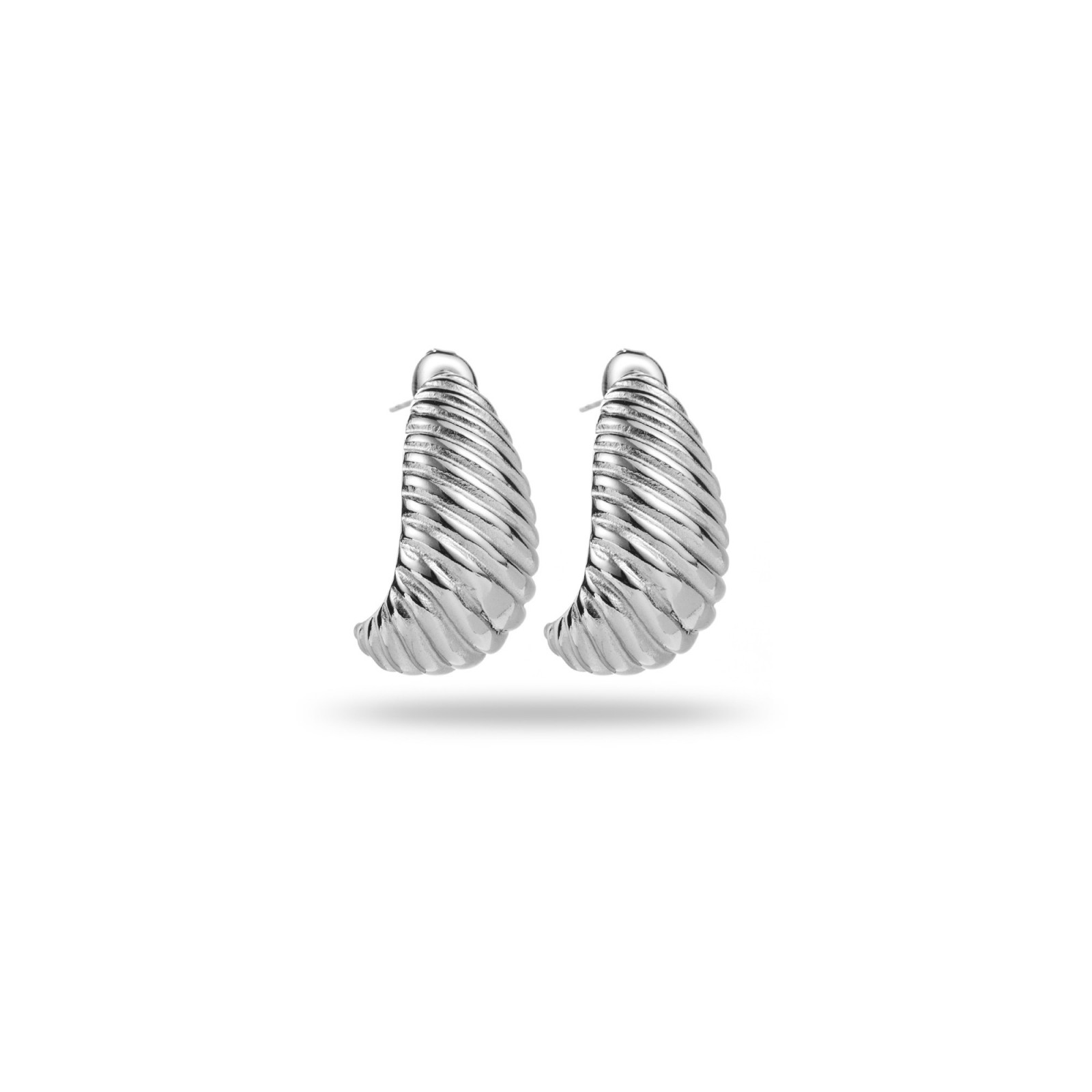 Crescent Twisted Studs Earrings Color:Silver