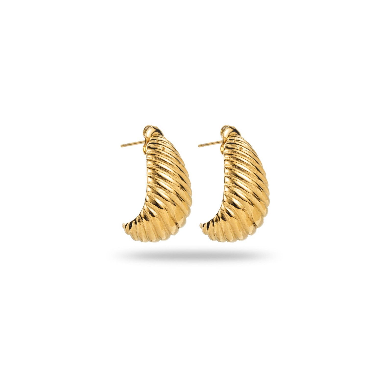Crescent Twisted Studs Earrings Color:Gold