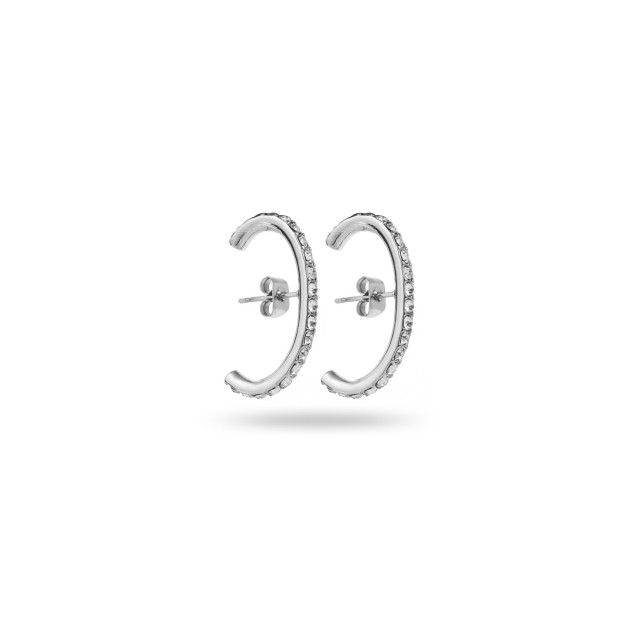 Rhinestone Half-Ring Earrings Color:Silver