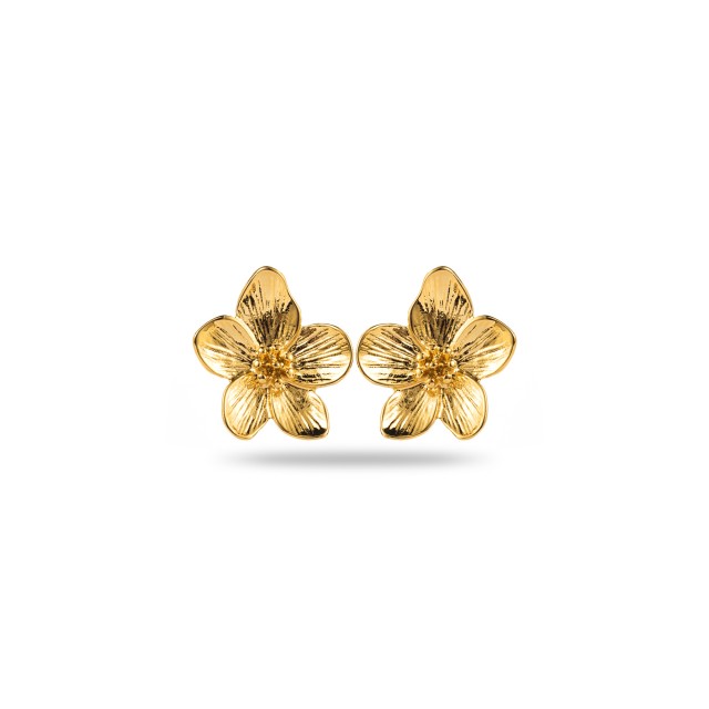 Flower Studs Earrings with Pollen Heart 