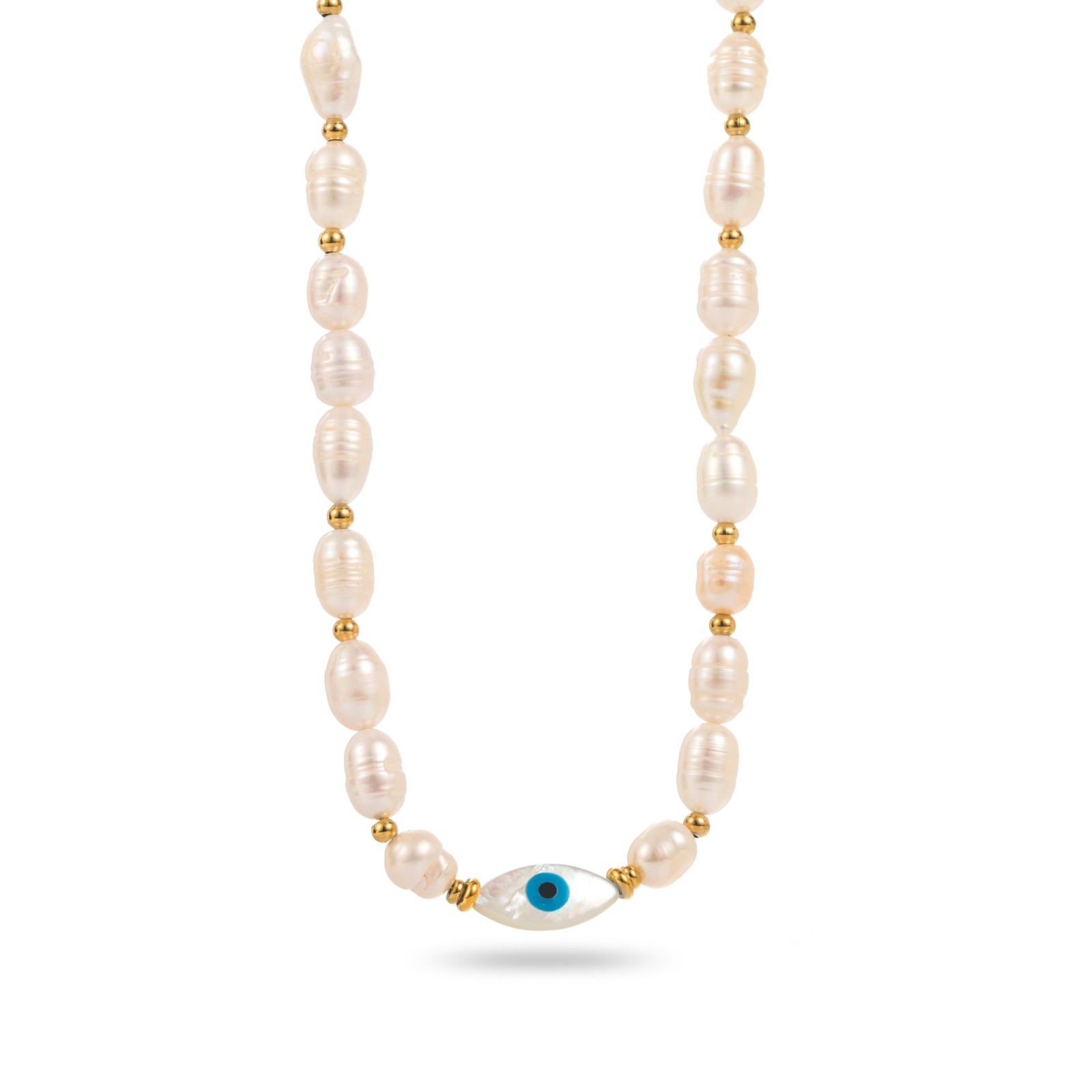 Collier Perles de Nacre avec Pendentif Oeil 
