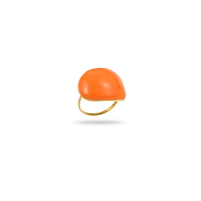 Bague Large Ovale Coloré Couleur:Orange