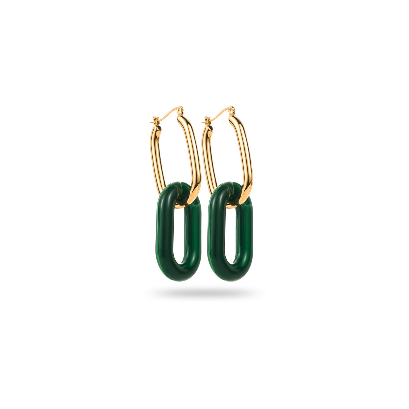 Boucles d'Oreilles Mini Créoles avec Anneau Coloré Couleur:Vert Sapin