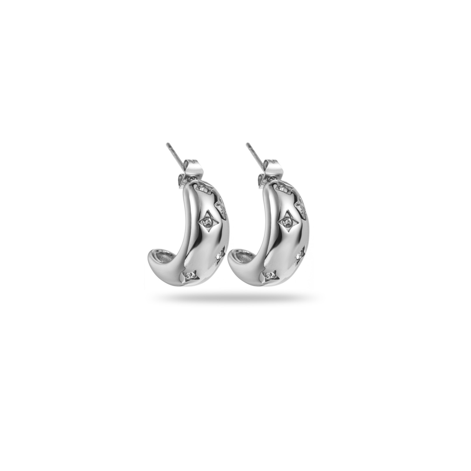 Rhinestone Star Hoops Earrings