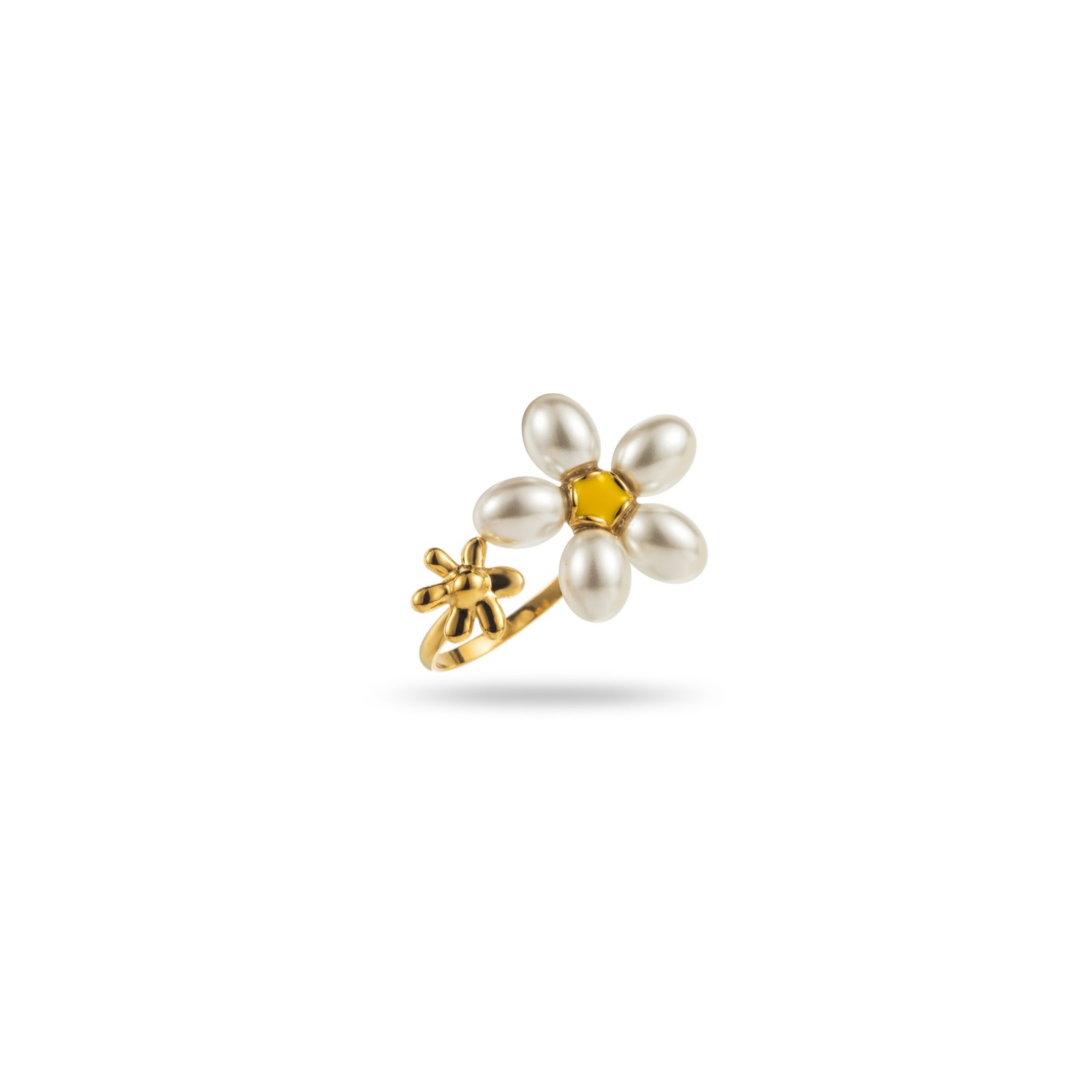 Double Daisy Open Ring Color:White