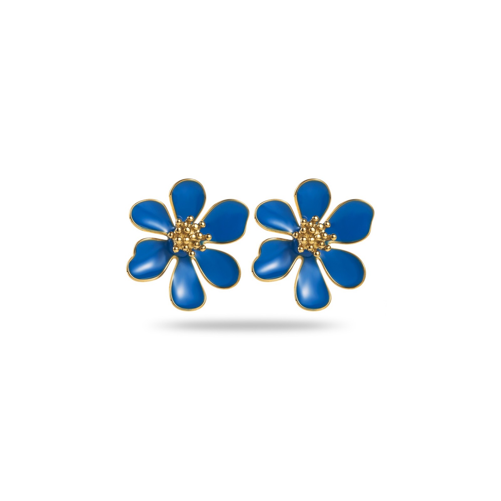 Boucles d'Oreilles Fleurs à Six Pétales Colorées Couleur:Bleu