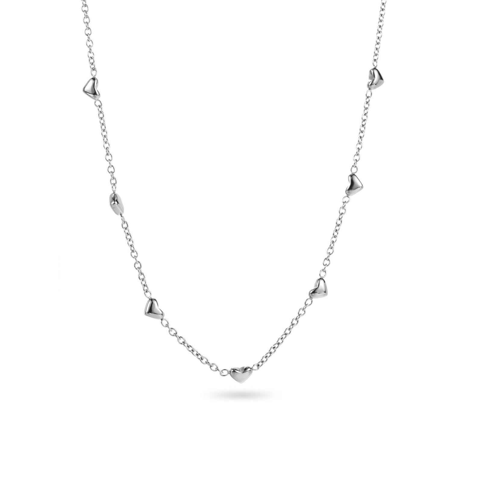 Farandole of Little Steel Hearts Necklace Color:Silver