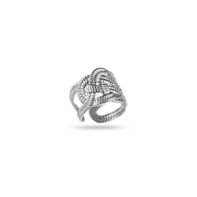 Large Braided Cord Ring Color:Silver