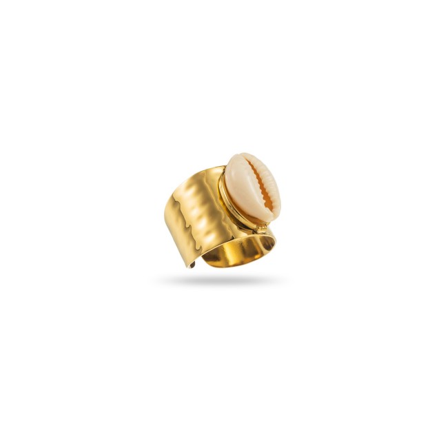 Wide Ring with Shell Color:Gold
