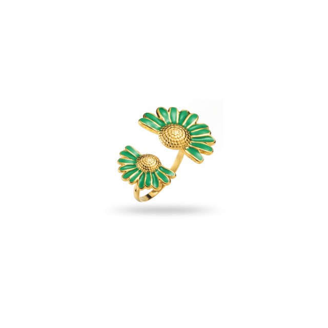 Open Double Colored Sunflower Ring Color:Green