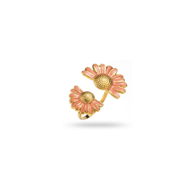 Open Double Colored Sunflower Ring Color:Pink