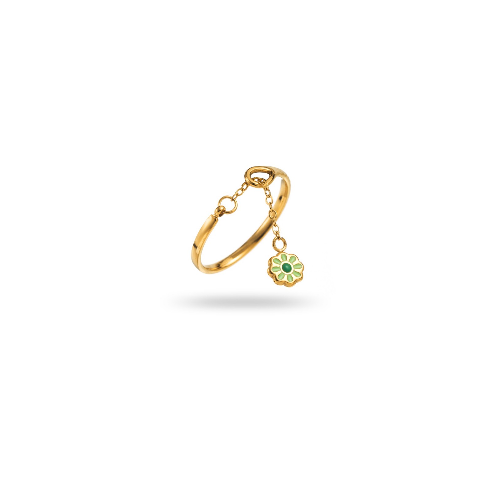 Fine Ring with Daisy Chain Color:Green