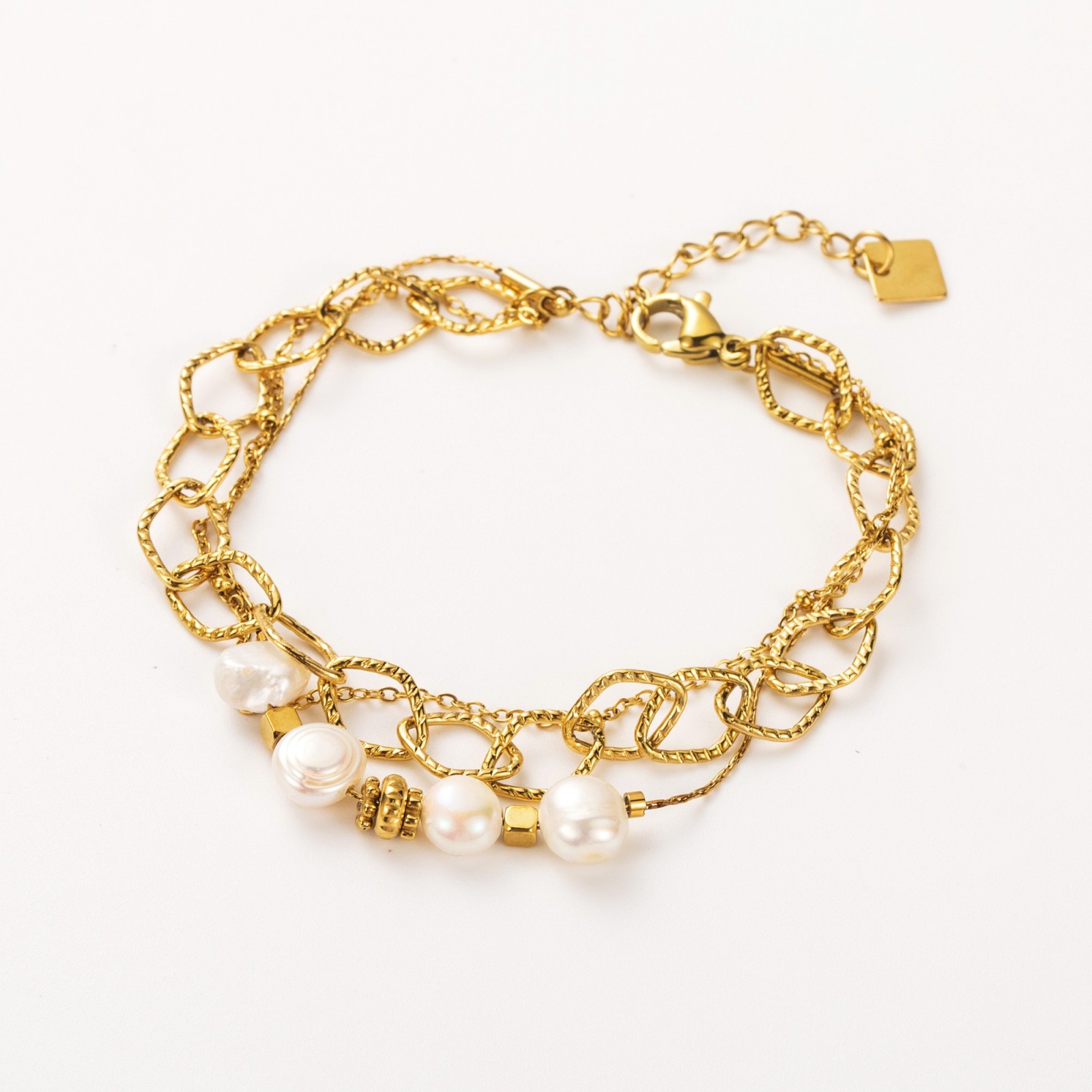 Bracelet Multi-Rang avec Perles d'Eau Douce Couleur:Blanc