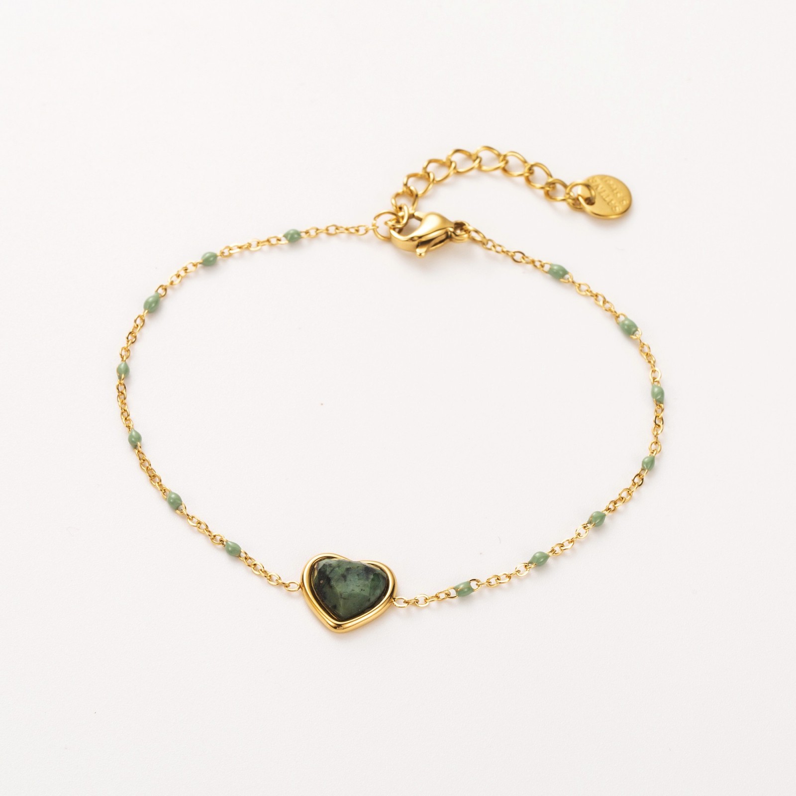 Bracelet Pendentif Coeur de Pierre à Perles Pierre :Turquoise Africaine