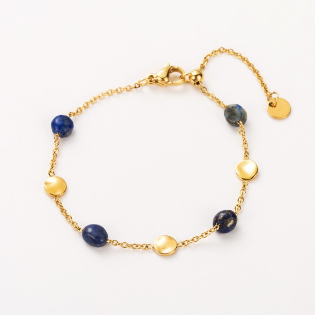 Bracelet Trio de Pampilles et Perles de Pierre Pierre :Lapis Lazuli