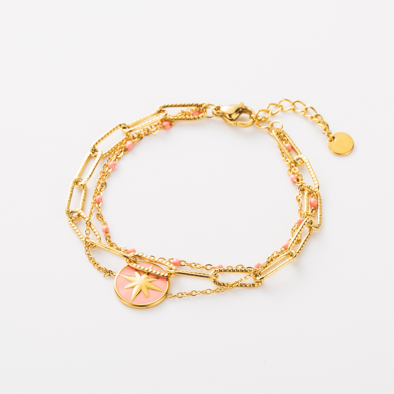 Bracelet Multirang Pendentif Coloré Etoile à Perles de Couleur