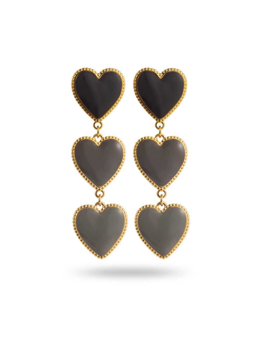 Boucles D'oreilles Pendantes En Forme De Cœur Rose - Longueur 5cm, Neuf Sans Emballage