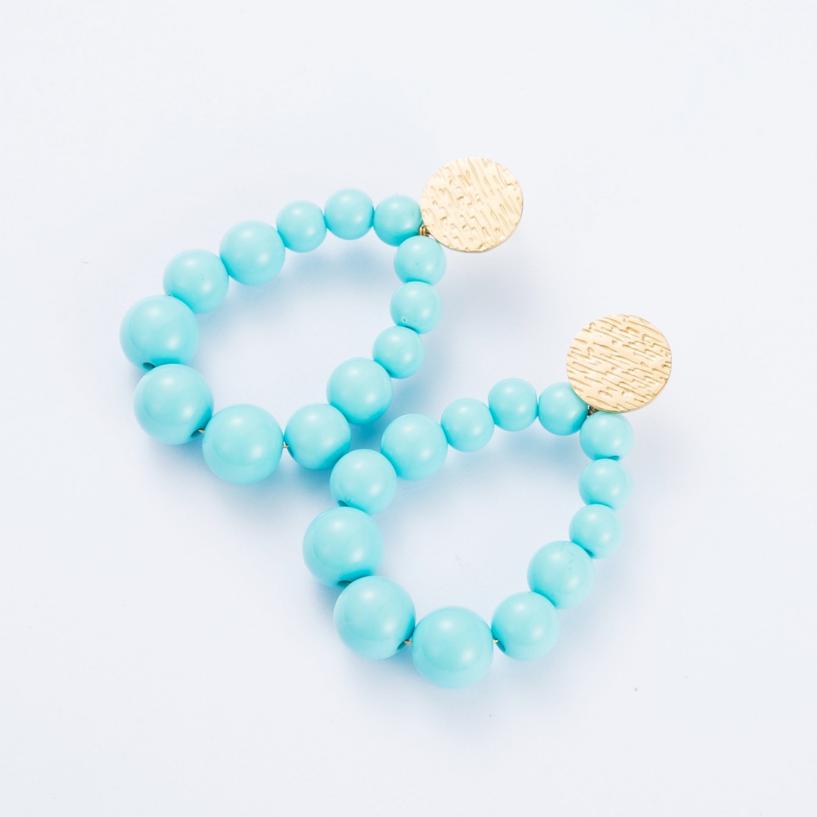 Boucles d'Oreilles Créoles de Perles Martelées Couleur:Bleu