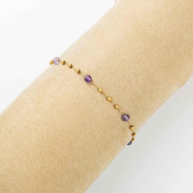 Fine Pearl Chain Bracelet Color:Purple